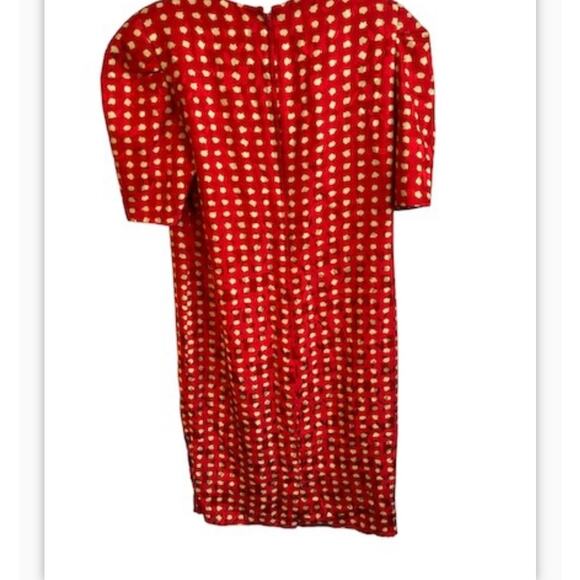Vintage St. Gillian Silk Dress Size 14 Red Gold - Picture 2 of 10